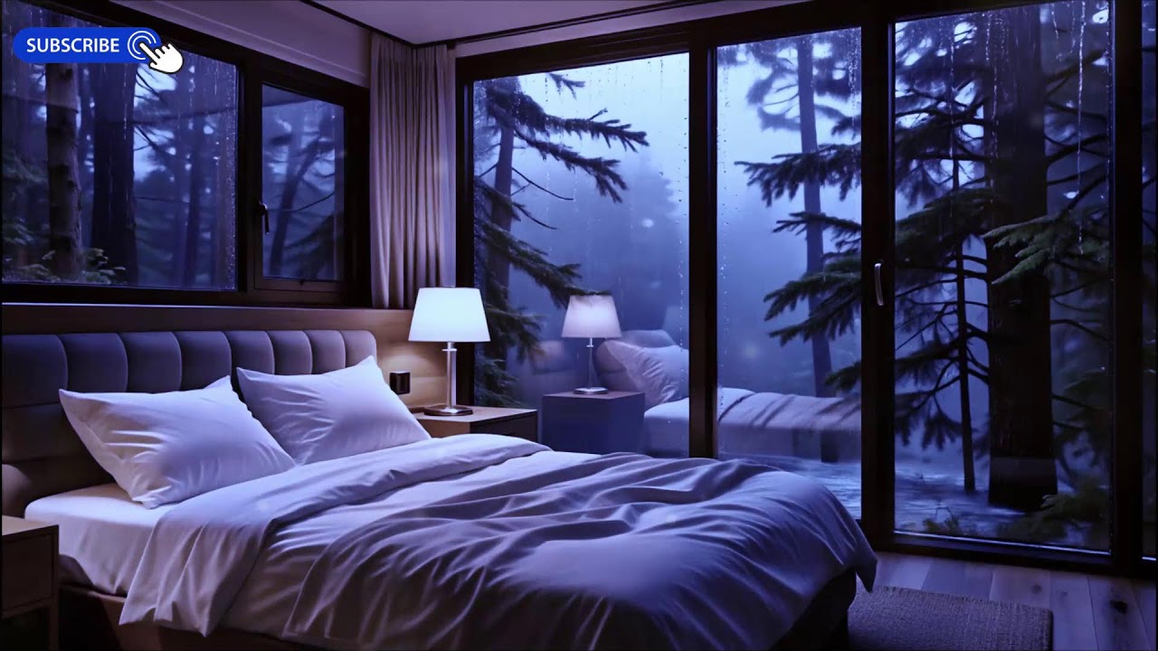 Safe Cozy Bedroom 🌧️ Rain on Window & Gentle Piano Sleep Music (10 Hours)