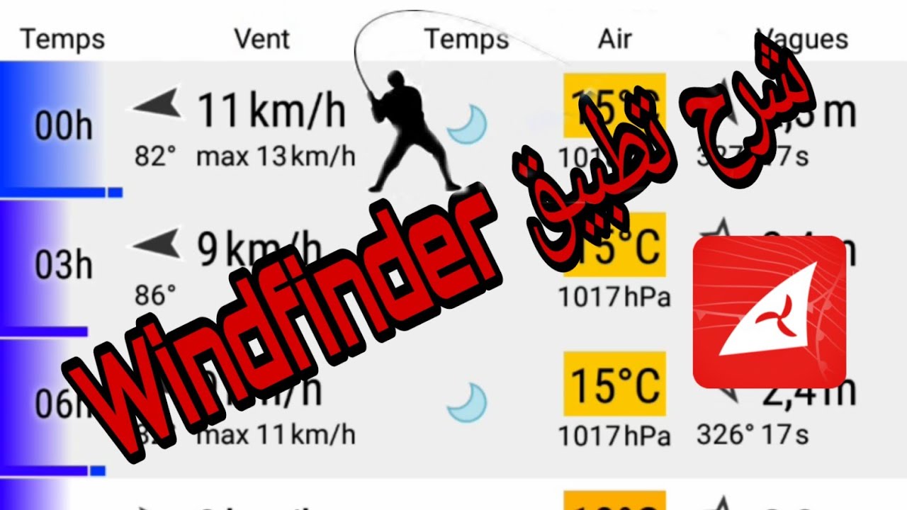 أسهل تطبيق لمعرفة ظروف وحالة البحر قبل الذهاب للصيد بالقصبة ،شرح Windfinder