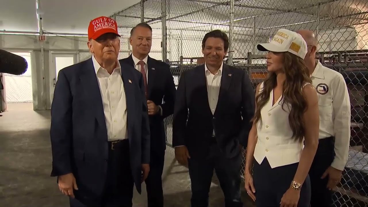 Trump tours Alligator Alcatraz, a new Florida migrant detention center with DeSantis and Noem