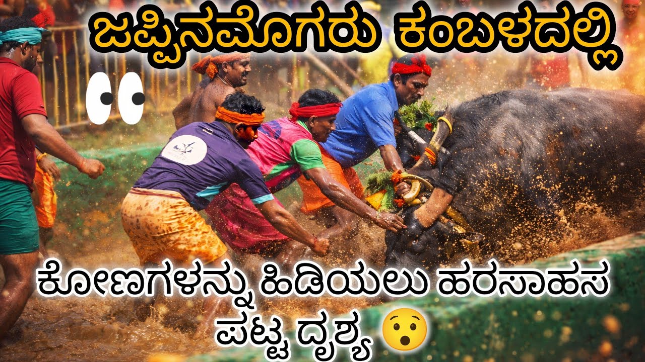 ಜಪ್ಪಿನಮೊಗರು ಕಂಬಳದಲ್ಲಿ ಕೋಣಗಳನ್ನು ಹಿಡಿಯಲು ಅಟ್ಟಹಾಸ ಪಟ್ಟ ದೃಶ್ಯ😮😱