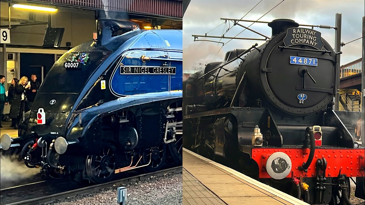 A4 60007 ‘Sir Nigel Gresley’ AND LMS Black 5 44871 At York - The Christmas White Rose - 16/11/2024
