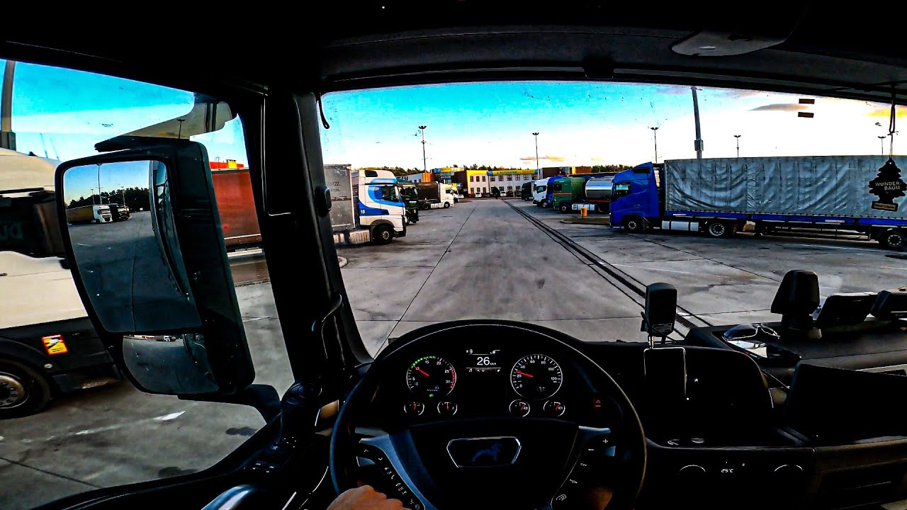 POV Truck Driver MAN TGX - Crossing Border Between Germany and Poland