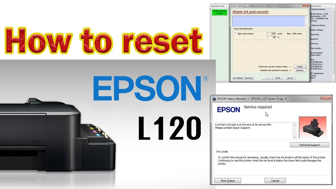 how to reset printer epson l120