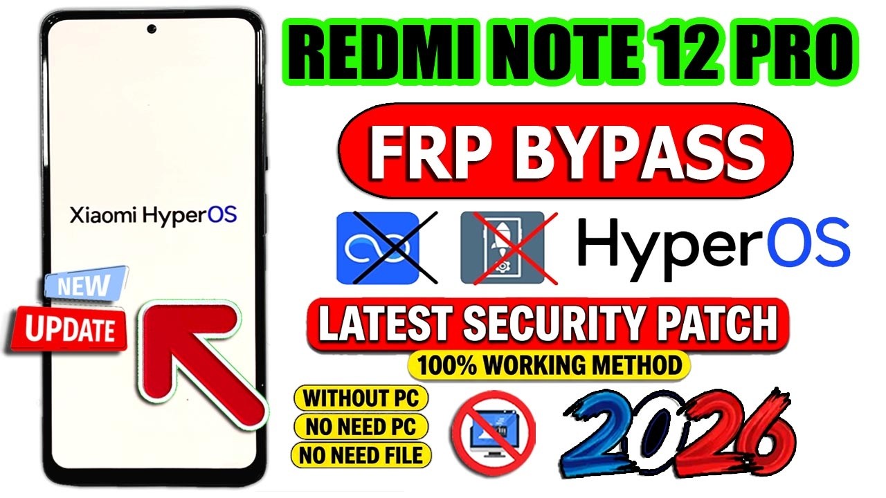 Redmi Note 12 Pro Frp Bypass(Hyperos) Without Pc →Latest Security Update 2026 🚀Google Account Bypass