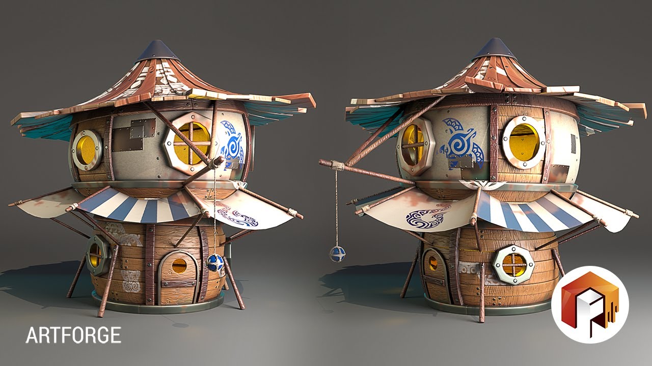 How I made Stylized Building 3D Modelling Timelapse in maya and substance