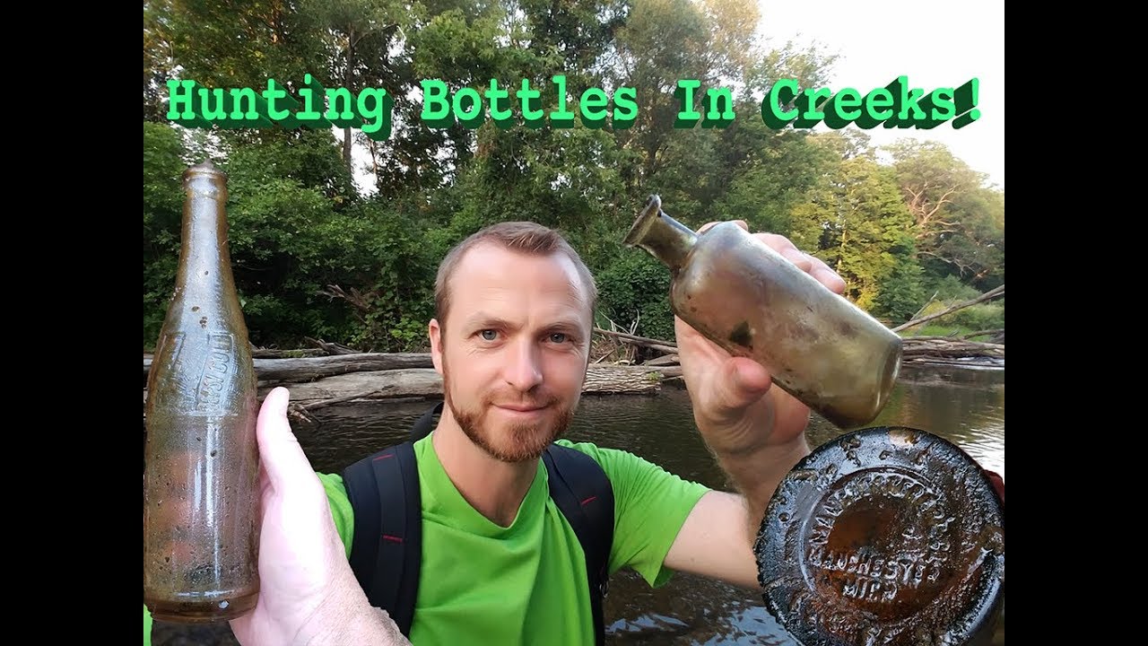Antique Bottle Hunting In Creeks! - Marshall Metal Detecting