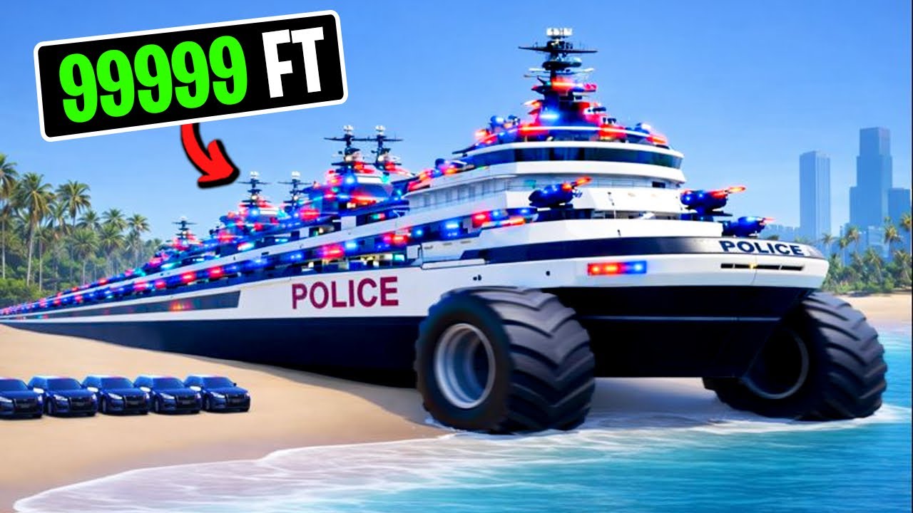 Every Time I Crash, My Police Boat Car Gets Bigger in GTA 5