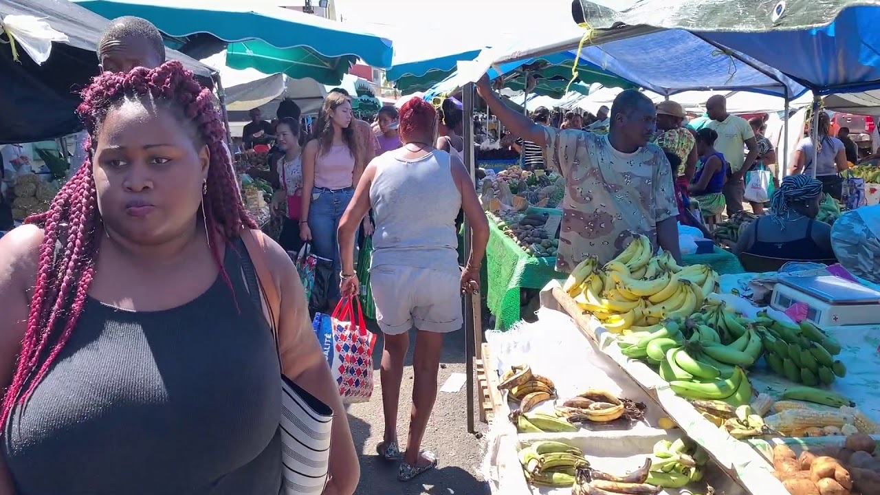 French Guiana Cayenne Market / France Guyane française Cayenne Marché de Cayenne Vue subjective