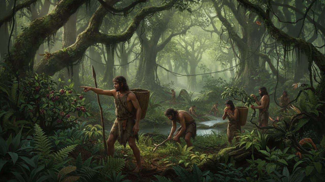 Primitive Life Searching for Food Deep in the Green Jungle