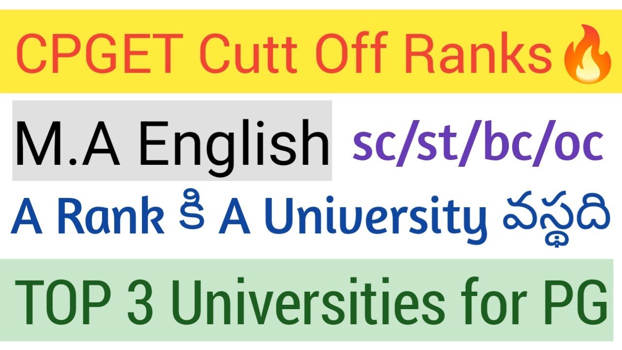 CPGET | MA ENGLISH | Top 3 University Ranks Cutt Off | Ranks Vs University | #campusstudent #cpget