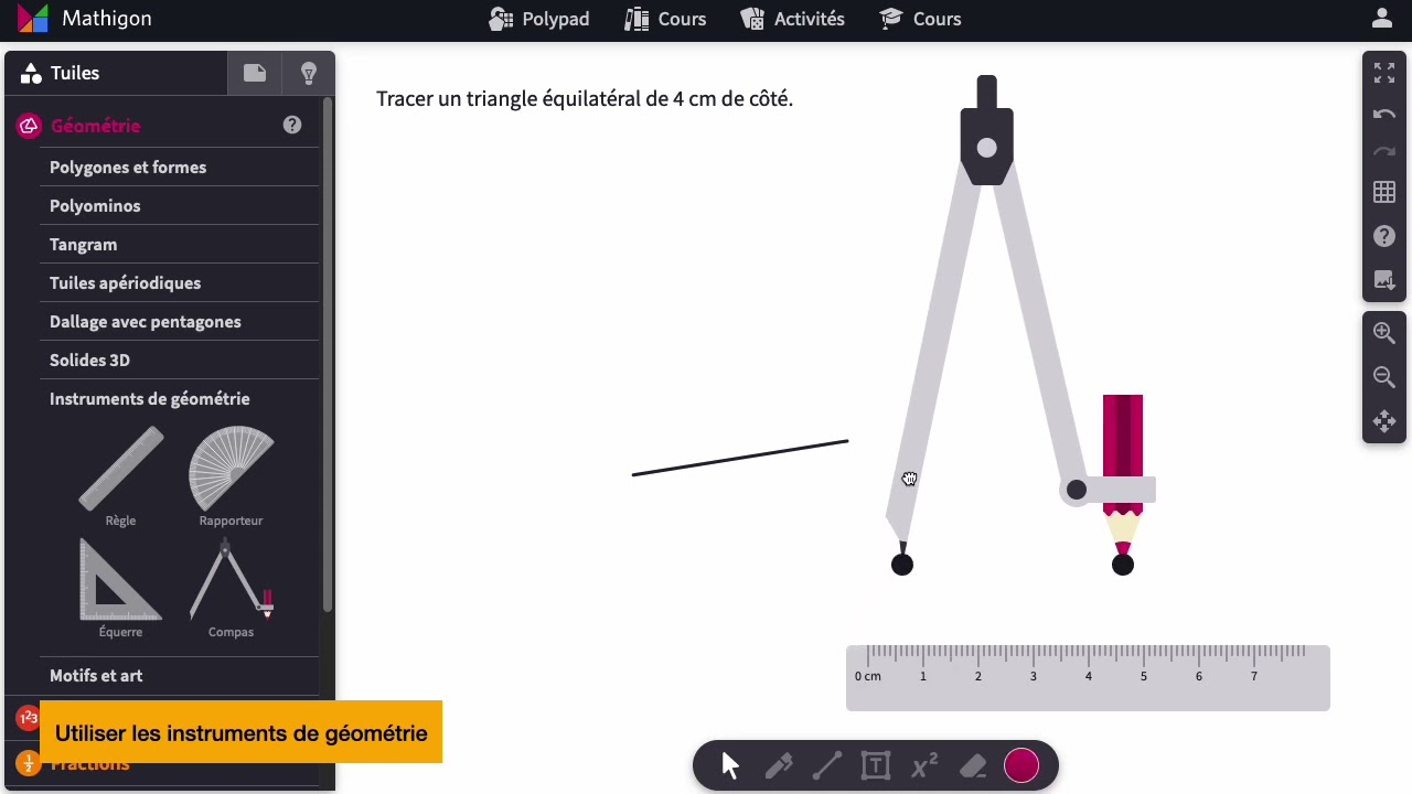 Polypad - Utiliser les instruments de géométrie