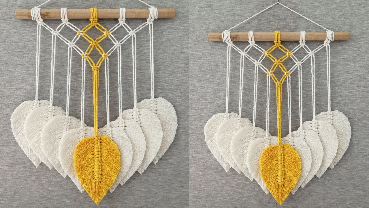 DIY Tapiz Colgante con PLUMAS/HOJAS en MACRAME | DIY Macrame Feathers/Leafs Wall Hanging Tutorial