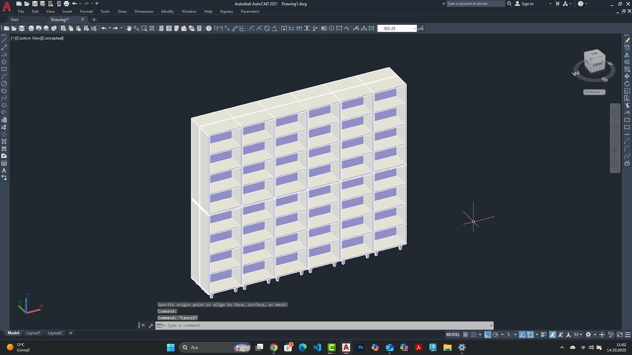 Autocad 3d Modüler Kitaplık Çizimi
