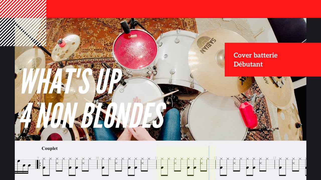 What's up Drum cover - Tuto batterie - play along