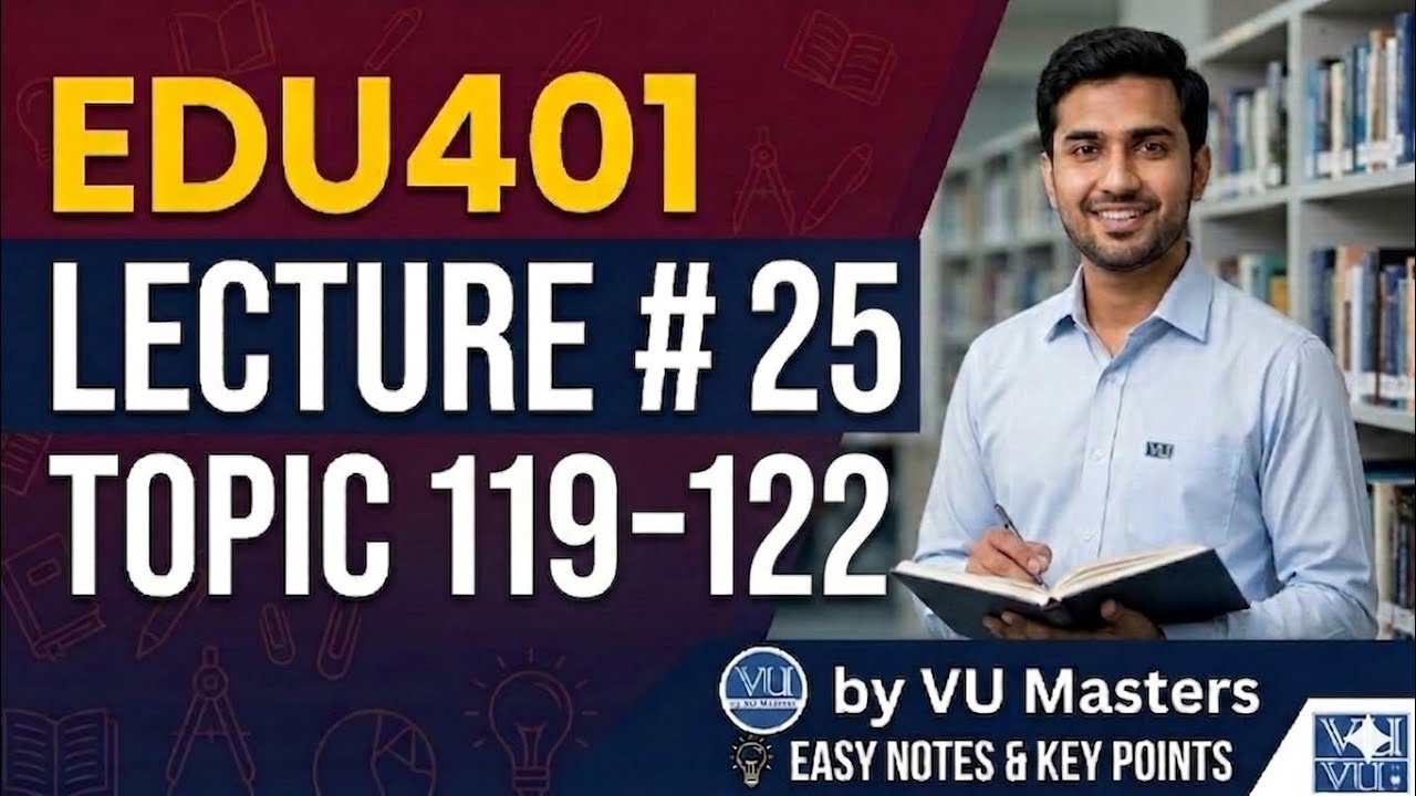 EDU401 Lecture 25 | Topic 119&ndash;122 | Final Term Preparation Updated Lectures #VUMasters