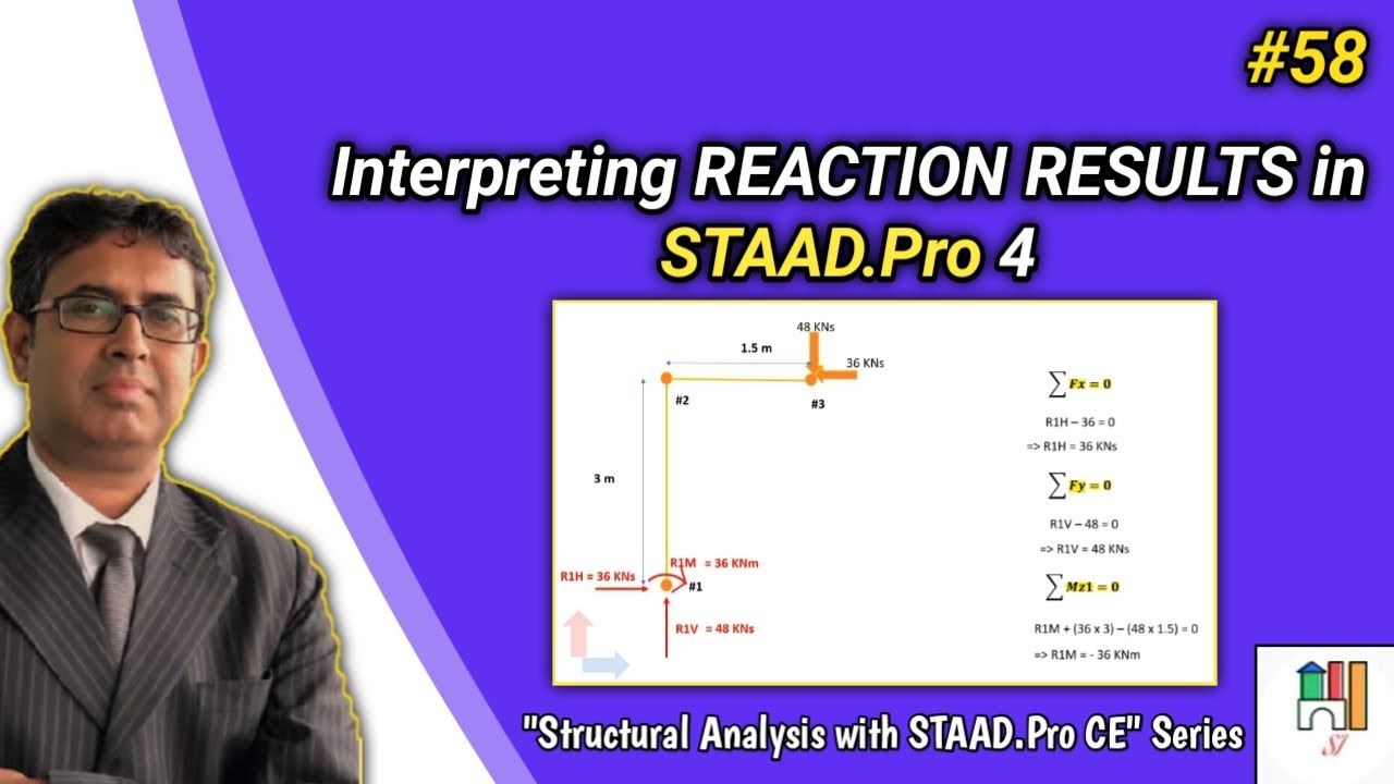 # 58 - Interpreting REACTION RESULTS in STAAD.Pro – 4