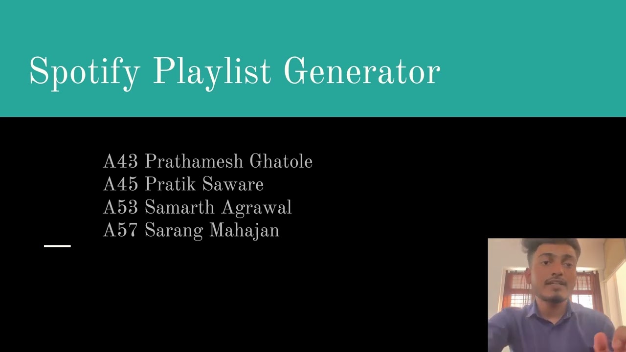 Spotify Playlist Generator Mini Project GHRCEM  Department of Artificial Intelligence