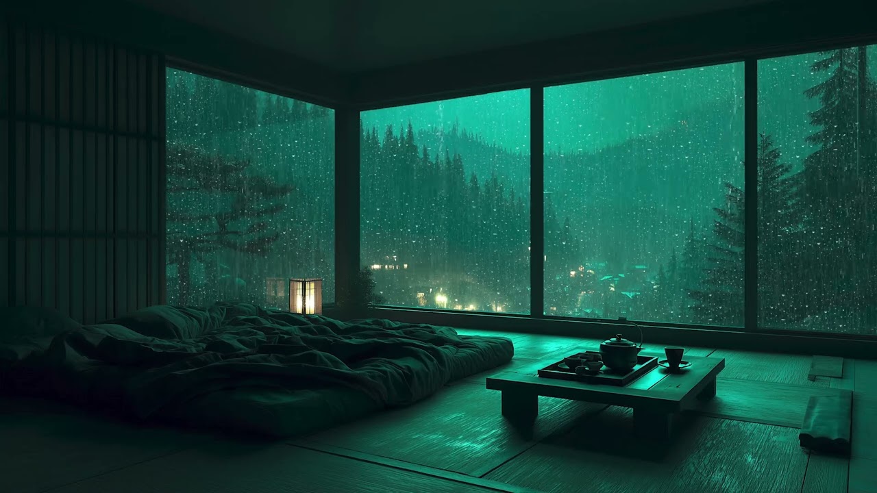 Gentle Rain Sounds on a Bedroom Window 🌧️ |  Peaceful Dark Room for Deep Sleep & Relaxation