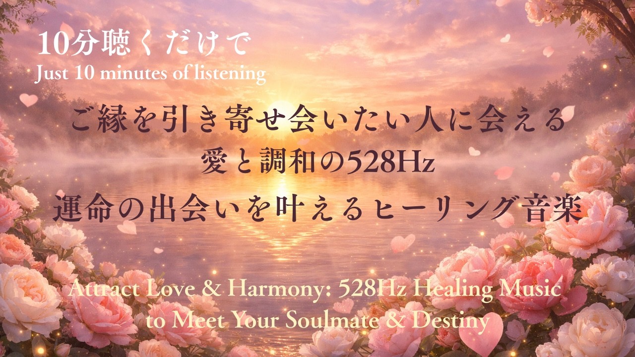 10分でご縁を引き寄せる【愛と調和の528Hz】運命の出会いを叶えるヒーリングAttract Love & Destiny [528Hz] Manifest Soulmate Healing