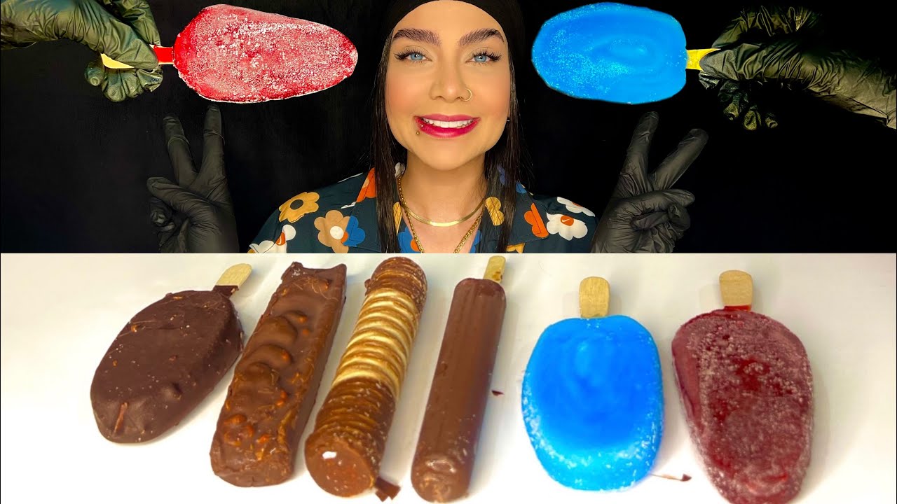 موکبانگ بستنی شکلاتی و یخی🤤🍦🍫Mukbang asmr Chocolate ice cream