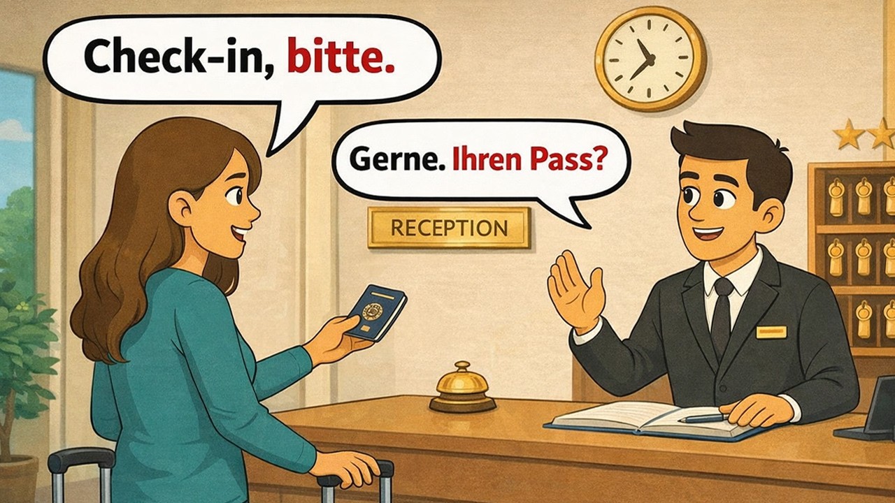Learn German for beginners: 12 Daily German dialogues in Hotel (A1-A2 level)