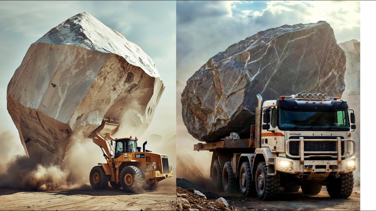 Giant Marble Loading in UK Quarry | Heavy Loader & Truck