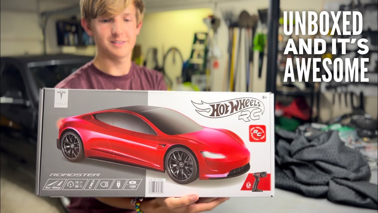 Hot Wheels TESLA Roadster RC car. Unboxing 1:10 scale and fully proportional
