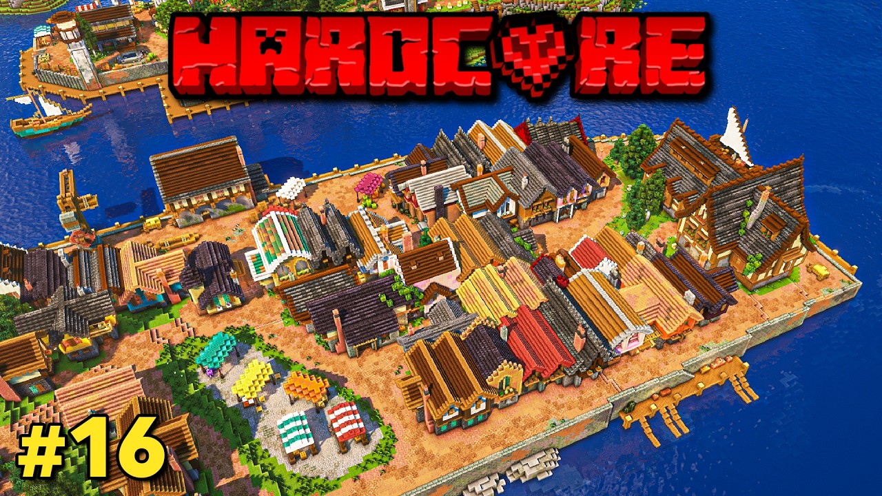 I Built 20 Cozy Harbor Houses in Hardcore Minecraft!