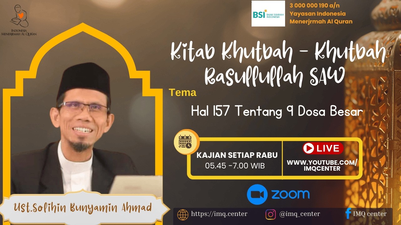 20260218 Rabu Kajian Khutbah2 Rasulullah SAW Hal 157 *Tentang 9 Dosa Besar* dibawakan oleh..