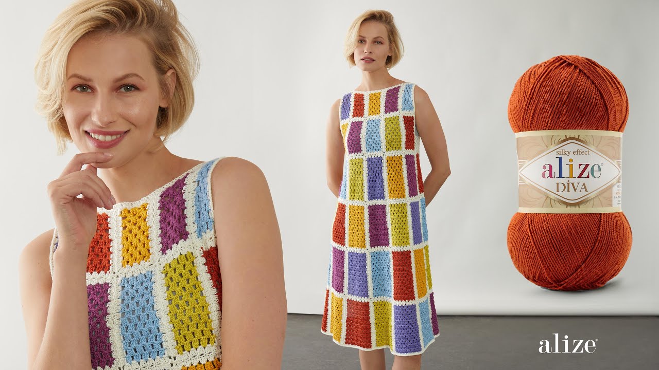 Платье с ярким мотивом крючком от Alize Diva