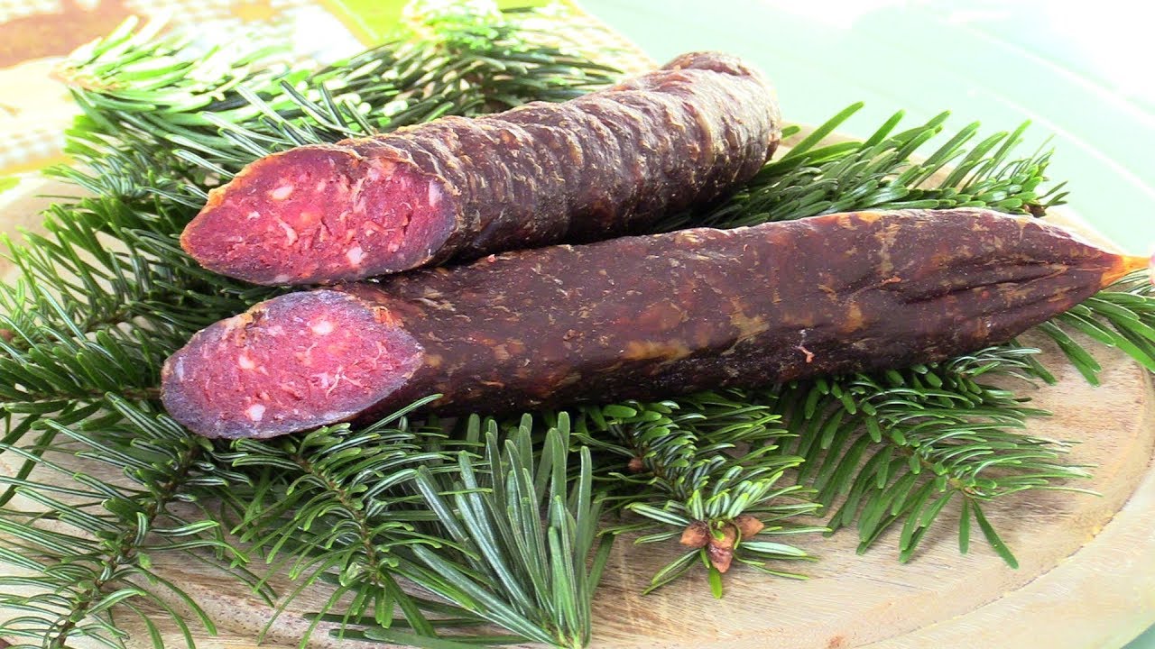 Wildschwein Wurst Salami, Schlackwurst, Kulen. Schritt für Schritt mit Rezept.