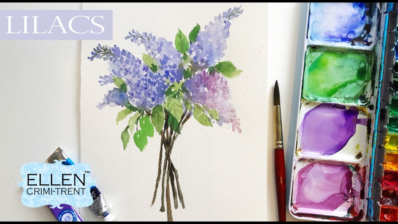 Easy Lilac Painting Watercolor/ Step by Step Tutorial for Beginners/ Loose Watercolor Flowers