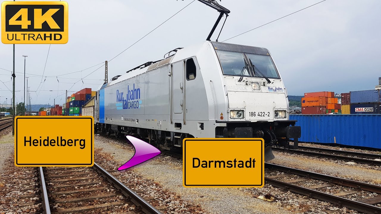 【4K】 Führerstandsmitfahrt Heidelberg HBF nach Darmstadt HBF über Weinheim,Bensheim,Eberstadt