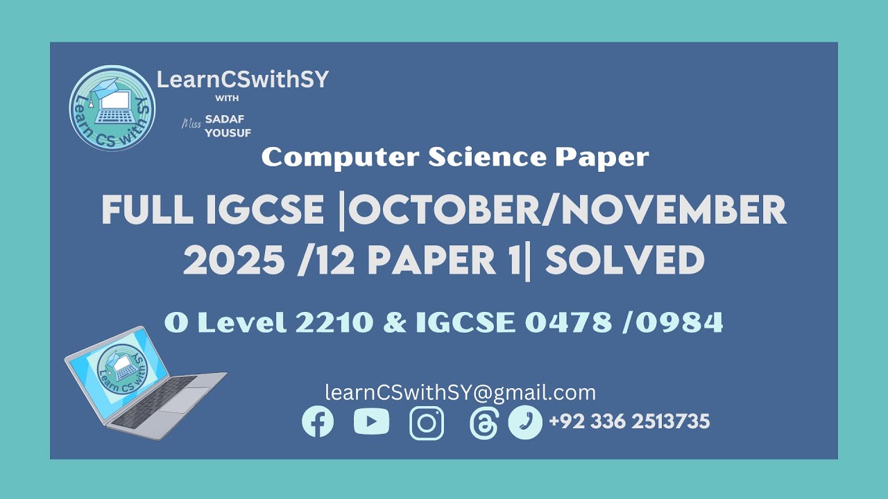 Полный курс IGCSE (0478/0984) | Уровень O (2210) Информатика Октябрь/Ноябрь 2025 /12 Экзаменацион...