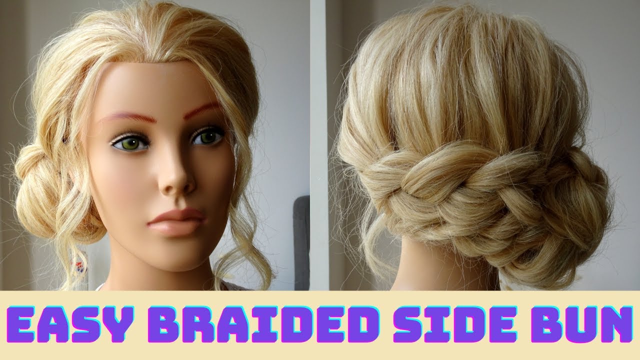 простая прическа с косичками и боковым пучком