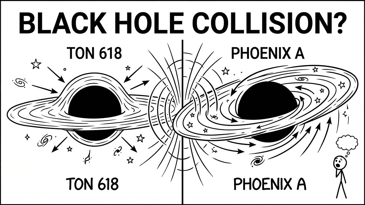 Что произойдет, если столкнутся самые большие черные дыры? (Тонна 618 против Феникса А)*