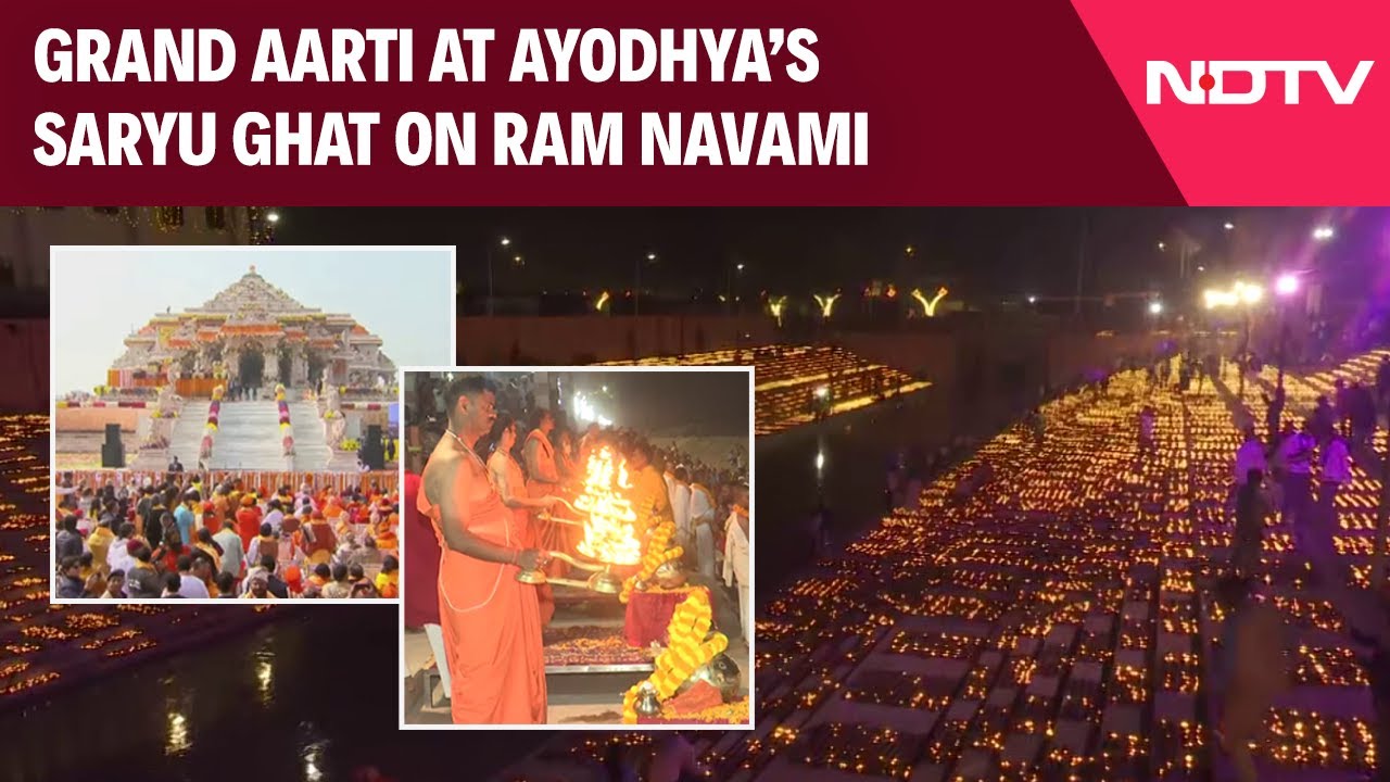 Ram Navami Celebration In Ayodhya: Aarti At Ghat, 2 Lakh Lamps Lit, Devotees Take Holy Dip