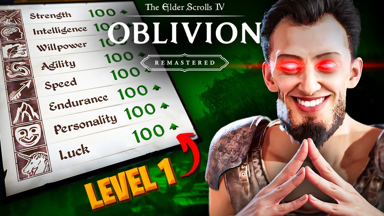 JUST... 100 STAT at LVL 1 in OBLIVION REMASTERED