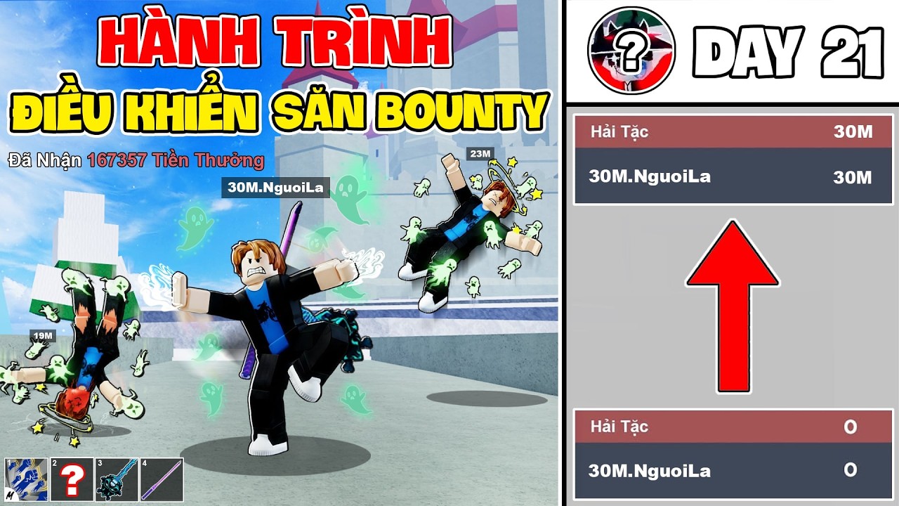 Hành Trình 30M Bounty Nhưng Người Lạ Điều Khiển Trong Blox Fruit | Day 21