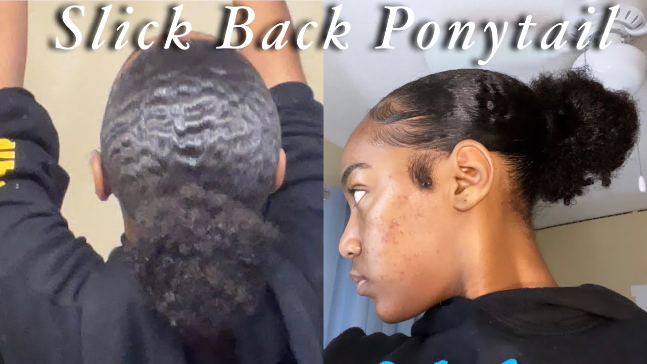 No part slick back bun tutorial | 4c Natural Hair|