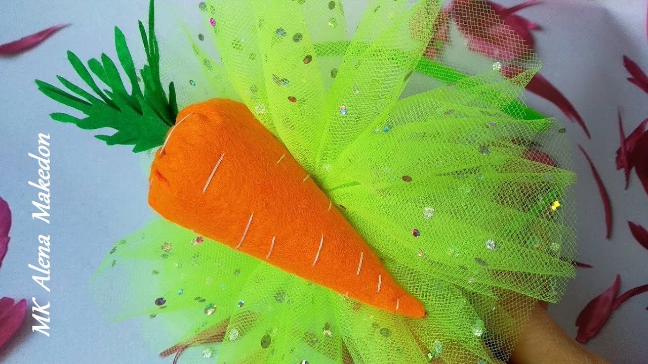 Морковка из фетра на утренник в детский сад/ Морковь на ободок.