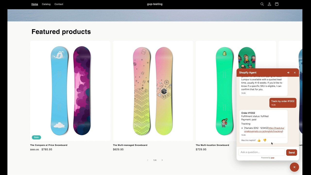 Gup App Demo: AI Chat, WISMO & Product Answers for Your Shopify Store