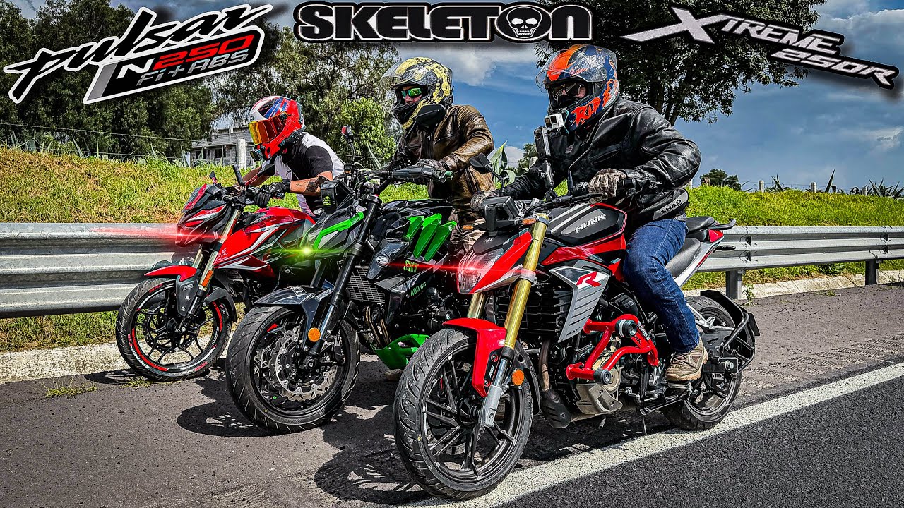 Hero Hunk 250R vs Pulsar N250 UG vs Skeleton 400|Carrera|¡Empezamos Fuerte!😳🤯🔥