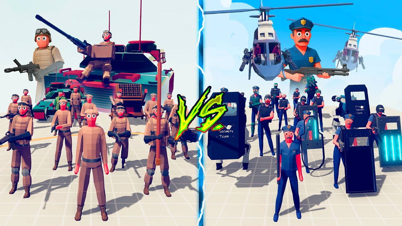 US ARMY vs POLICE TEAM - Totally Accurate Battle Simulator TABS