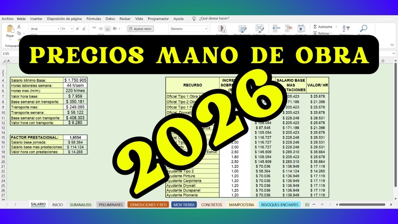 👉 Plantilla 2026: Calcula +1000 precios de mano de obra en construcci&oacute;n (Actualizada y editable)