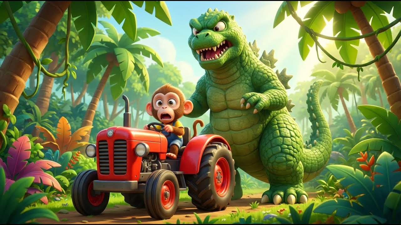 Little Monkey Niki Excavator & Police Rescue! 🚜🚓 Farm Tractor, Dinosaur & Submarine