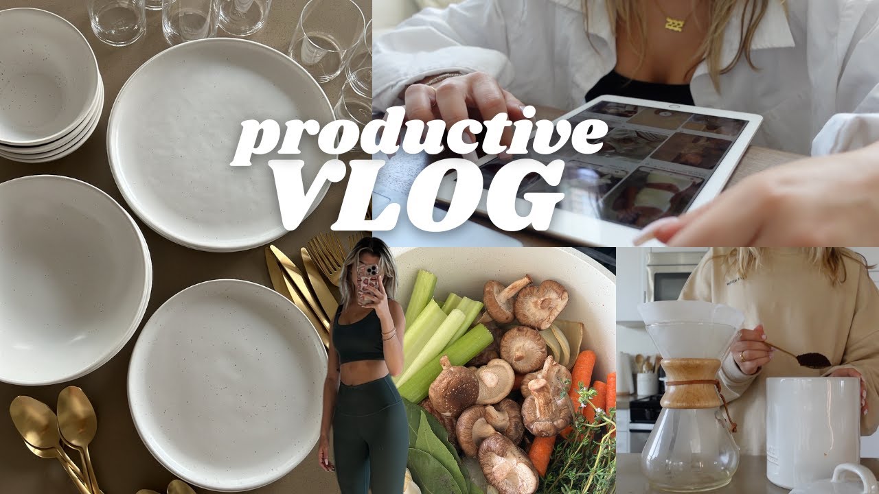 PRODUCTIVE VLOG: plan with me for a new month, studying, making bone broth & kitchen haul