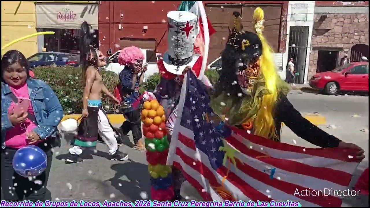 Recorrido Santa Cruz Peregrina del Barrio de las Cuevitas 2026 Apaches, Grupos de Locos, Sonidos 🤡🎉🥁