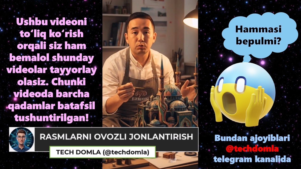 🤩Ixtiyoriy rasmni jonlashtirish bo'yicha 🥳bepul to'liq dars #ai #aiart #suniyintellekt #jonlantirish