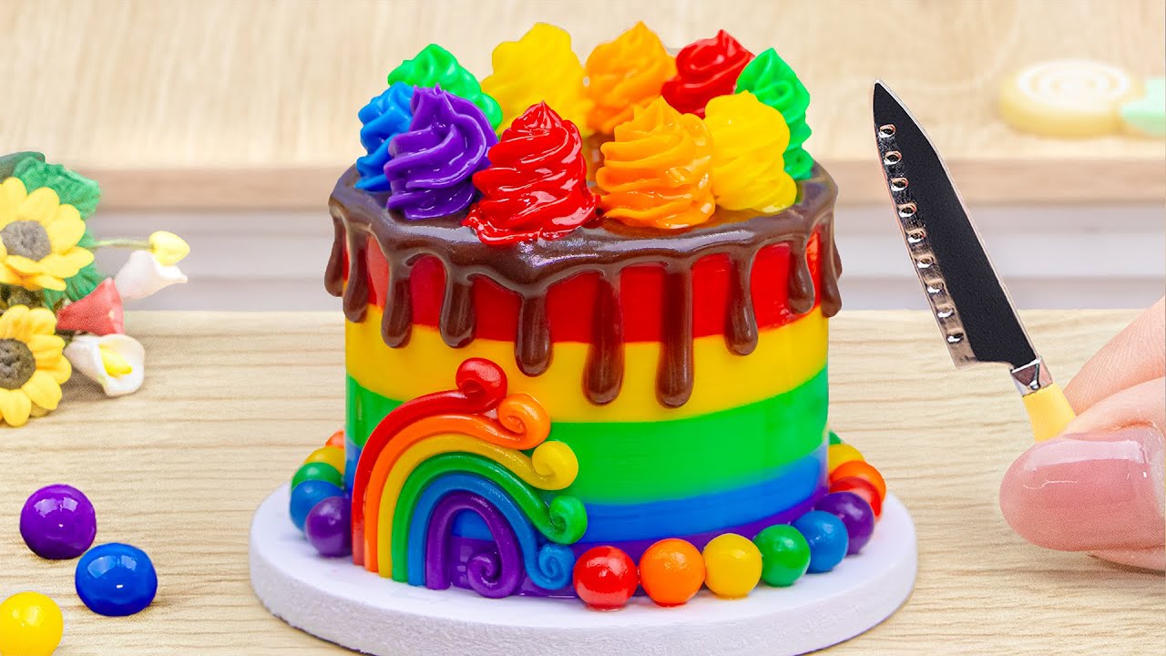Delicious Rainbow Cake Recipe With Chocolate 🍰 Satisfying Mini Chocolate Cake Recipe
